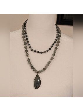 Two Piece Necklace Labradorite And Moon Stone .